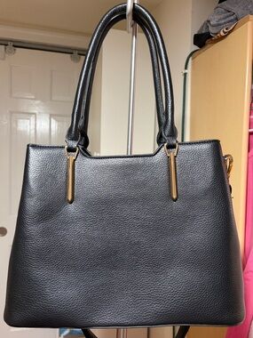 Free People Black Pebbled Crossbody Tote with Gold Hardware